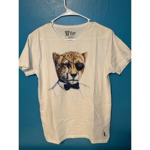 Cotton On T Bar Cheetah Eyepatch Bowtie Graphic Tee White Medium Short Sleeve